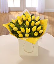 Yellow tulip bag bouquet